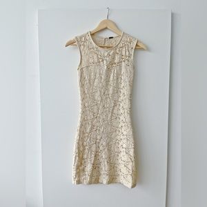 Ivory White Lace Bodycon Sleeveless Mini Dress